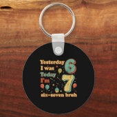 Funny Seven Year Old Birthday Six Seven Bruh Meme Schlüsselanhänger (Vorderseite)