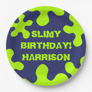 Funny sevous blue slime individuelle Name Geburtst Pappteller