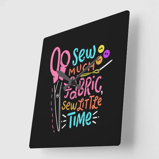 Funny Sewing - Sew Much Fabric Quadratische Wanduhr (Winkel)