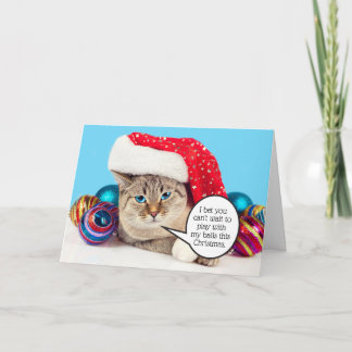 Funny sexy Pose Cat Weihnachtsbällchen Feiertagskarte