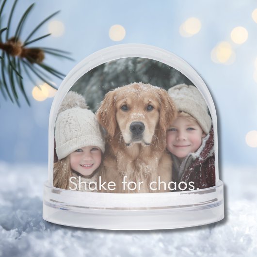 Funny Shake For Chaos Kids Dog Photo Personalized  Schneekugeln