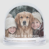 Funny Shake For Chaos Kids Dog Photo Personalized  Schneekugeln (Rückseite)