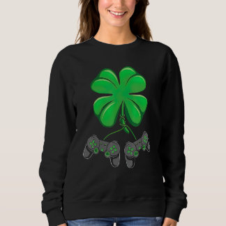 Funny Shamrock Gamer Irish Game Controller St Patr Sweatshirt