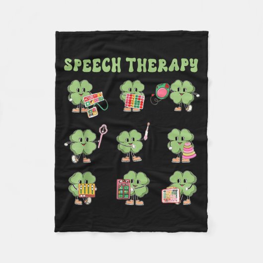Funny Shamrock Speech Therapy St Patrick's Day Slp Fleecedecke (Vorderseite)