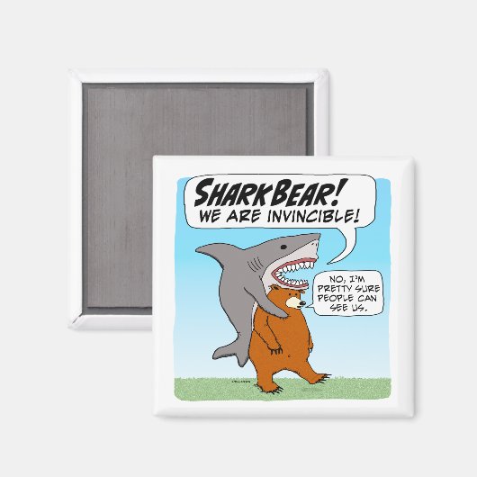 Funny Shark and Bär Team Up As Shark Bear Magnet (Vorderseite/Rückseite)