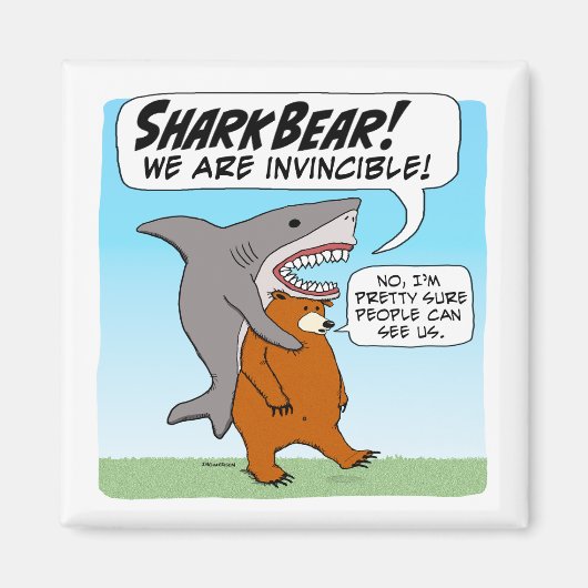 Funny Shark and Bär Team Up As Shark Bear Magnet (Vorne)
