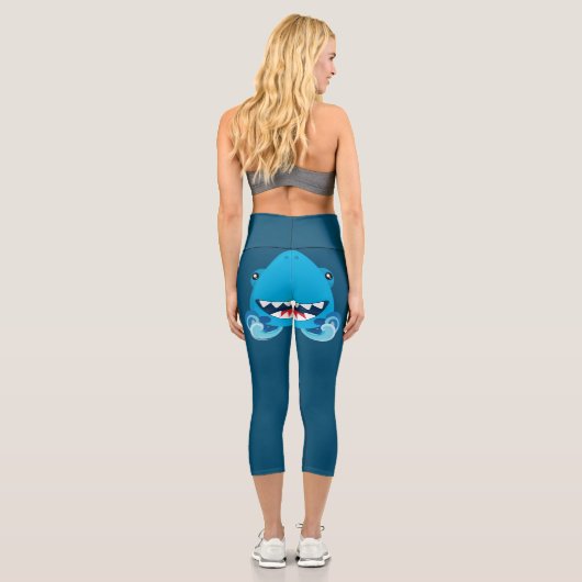 Funny Shark Attack Capri Leggings (Rückseite)