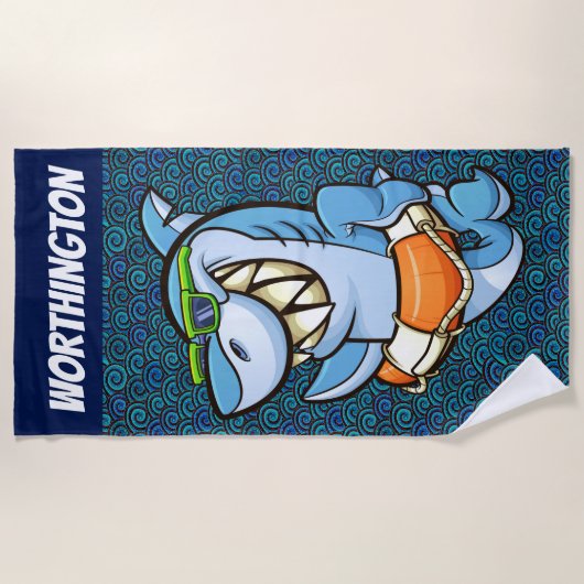 Funny Shark Beach Handtuch (Vorderseite)