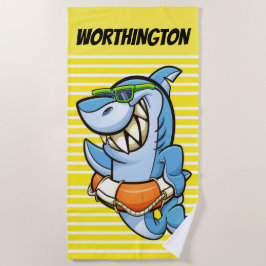 Funny Shark Beach Handtuch