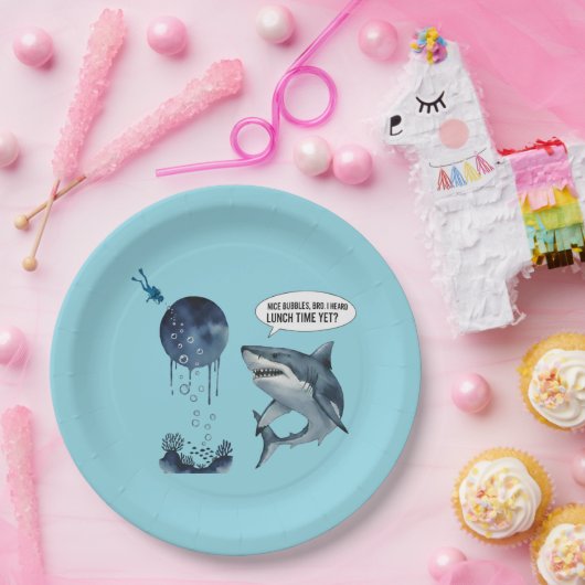 Funny shark birthday party pappteller (Party)