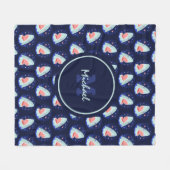 Funny Shark Boy Stars Navy Blue Naugram Fleecedecke (Vorderseite (Horizontal))