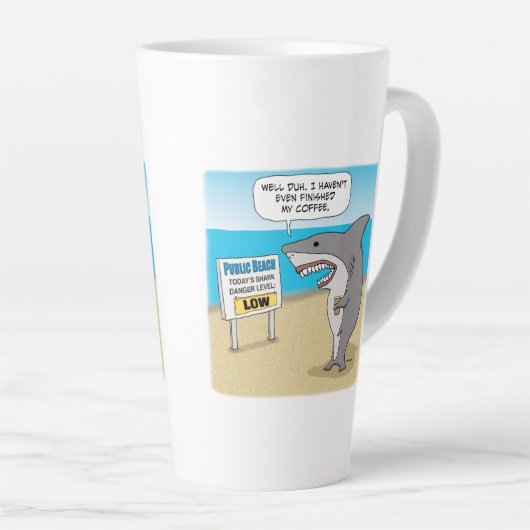 Funny Shark braucht Kaffee vor der Arbeit Zwei-Ton Milchtasse (Rechte Ecke)