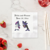 Funny Shark Briand Groom Wedding Art Serviette (Beispiel)