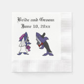 Funny Shark Briand Groom Wedding Art Serviette (Vorderseite)