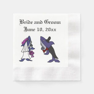 Funny Shark Briand Groom Wedding Art Serviette