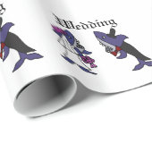 Funny Shark Briand Groom Wedding Cartoon Geschenkpapier (Rolleneckpunkt)