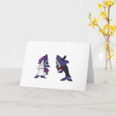 Funny Shark Briand Groom Wedding Cartoon Karte (Gelbe Blume)