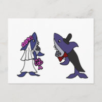 Funny Shark Briand Groom Wedding Cartoon