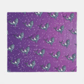 Funny Shark Cartoon Lila Blasen Fleecedecke (Vorderseite (Horizontal))