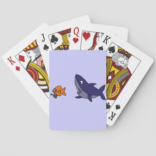Funny Shark Chasing Goldfish with Gun Spielkarten (Rückseite)