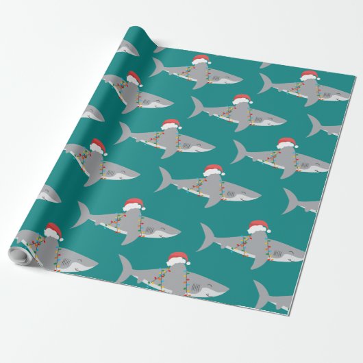 Funny Shark Christmas Geschenkpapier (Ungerollt)