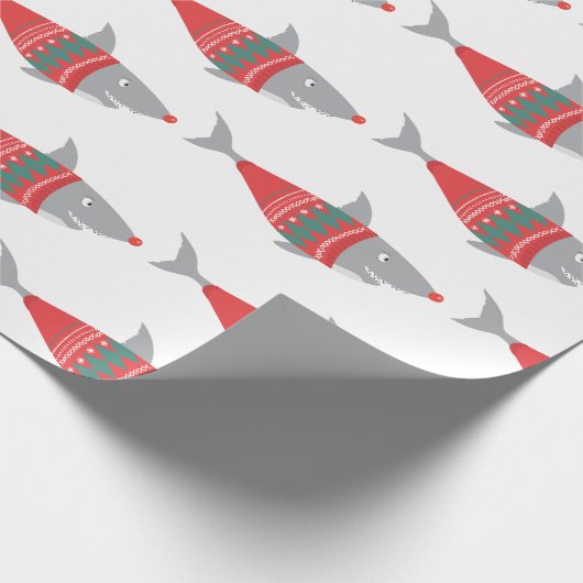 Funny Shark Christmas Geschenkpapier (Ecke)
