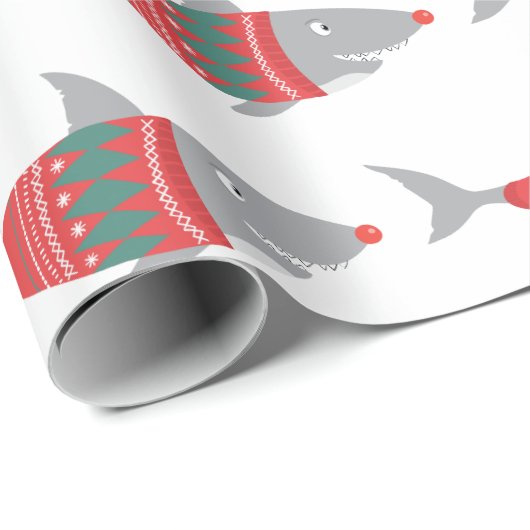 Funny Shark Christmas Geschenkpapier (Rolleneckpunkt)