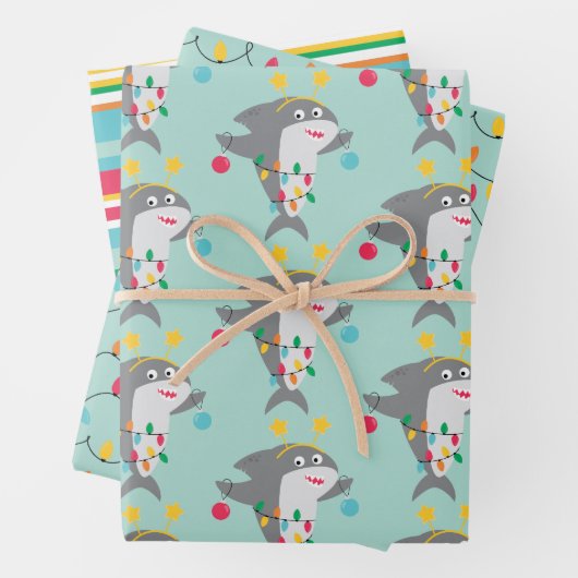Funny Shark Christmas Geschenkpapier Set (Beispiel)