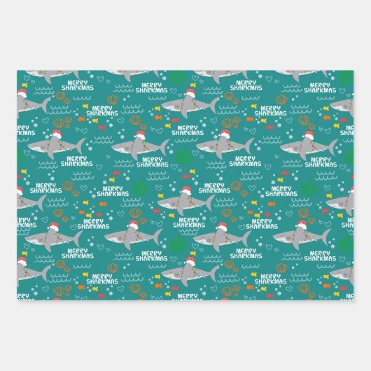 Funny Shark Christmas Geschenkpapier Set (Vorderseite 2)
