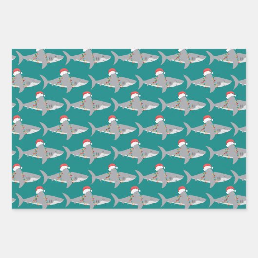 Funny Shark Christmas Geschenkpapier Set (Vorderseite)
