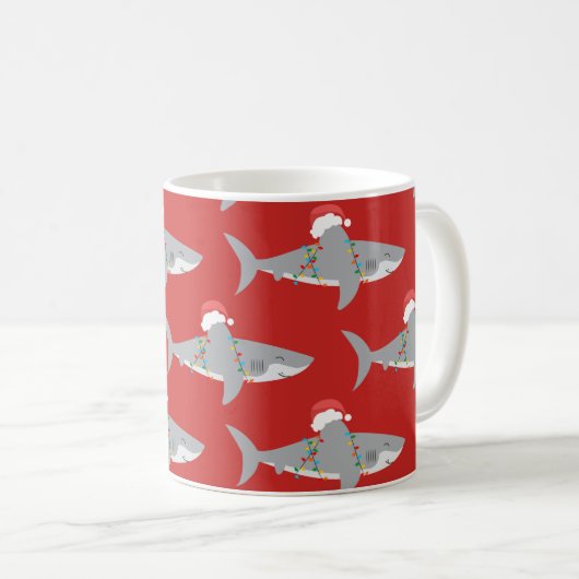 Funny Shark Christmas Kaffeetasse (VorderseiteRechts)