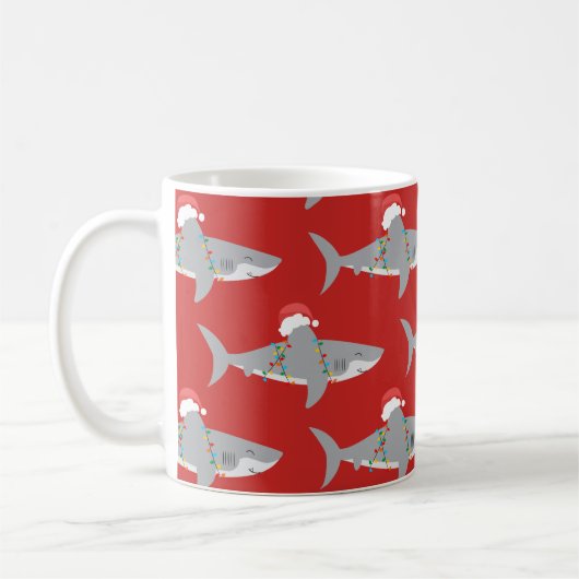 Funny Shark Christmas Kaffeetasse (Links)