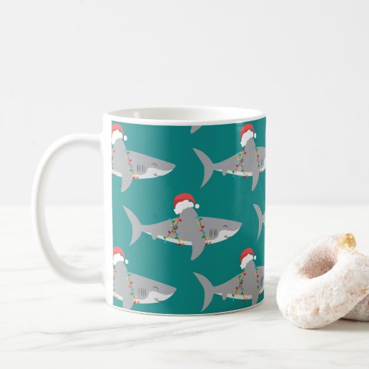 Funny Shark Christmas Kaffeetasse (Mit Donut)