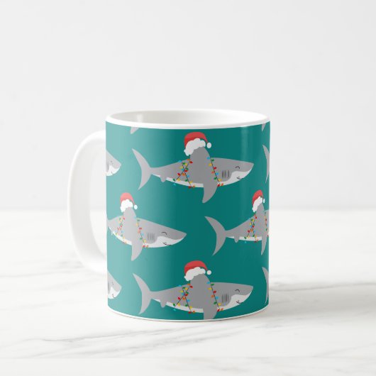 Funny Shark Christmas Kaffeetasse (Vorderseite Links)
