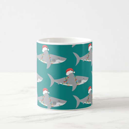 Funny Shark Christmas Kaffeetasse (Mittel)