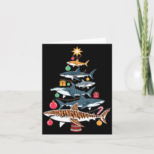 Funny Shark Christmas Tree Karte (Vorderseite)