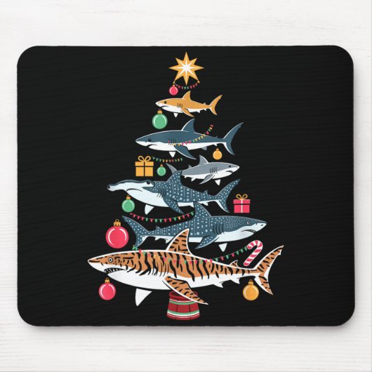 Funny Shark Christmas Tree Mousepad (Vorne)
