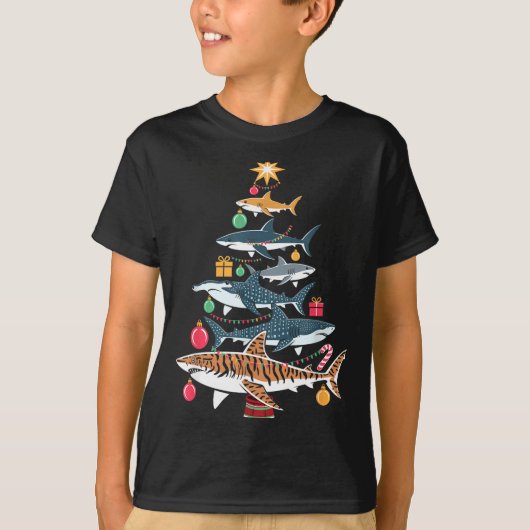 Funny Shark Christmas Tree T-Shirt (Vorderseite)