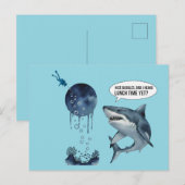 Funny shark diver lunch time nice bubbles bro postkarte (Vorne/Hinten)
