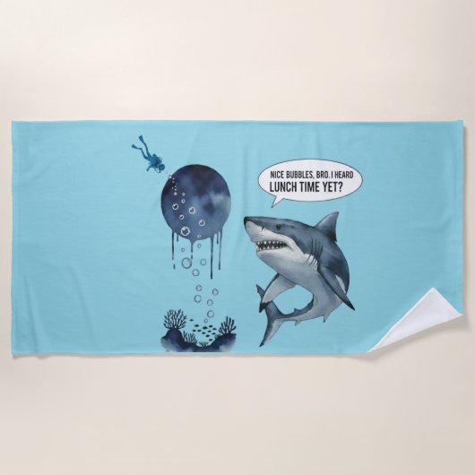 Funny shark diver lunch time :nice bubbles bro strandtuch (Vorderseite)