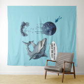 Funny shark diver lunch time nice bubbles bro wandteppich (Beispiel (Horizontal))