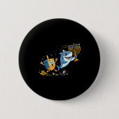 Funny Shark Dreidel Menorah Hanukkah Kids Womens M Button (Vorderseite)
