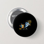 Funny Shark Dreidel Menorah Hanukkah Kids Womens M Button (Vorne & Hinten)