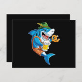 Funny Shark Drink Beer - Crazy Shark Geschenke Ankündigungspostkarte (Vorne/Hinten)