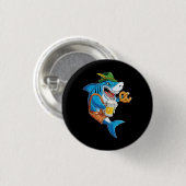 Funny Shark Drink Beer - Crazy Shark Geschenke Button (Vorne & Hinten)