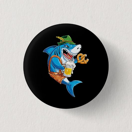 Funny Shark Drink Beer - Crazy Shark Geschenke Button (Vorderseite)