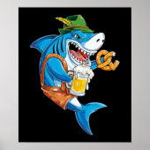 Funny Shark Drink Beer - Crazy Shark Geschenke Poster (Vorne)