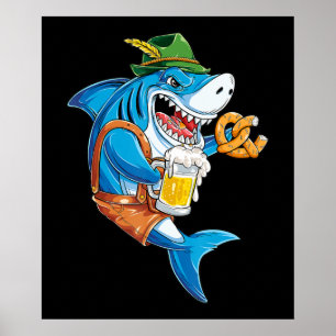 Funny Shark Drink Beer - Crazy Shark Geschenke Poster