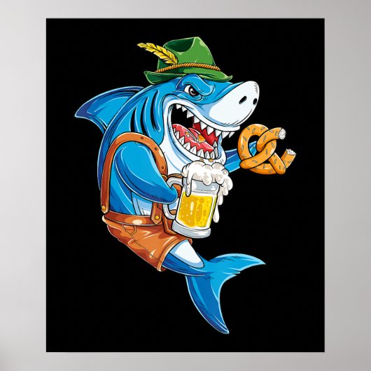 Funny Shark Drink Beer - Crazy Shark Geschenke Poster (Vorne)