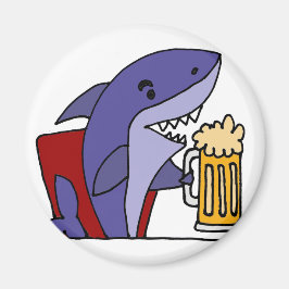 Funny Shark Drink Beer Magnet